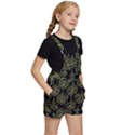 Black And Green Ornament Damask Vintage Kids  Short Overalls View3