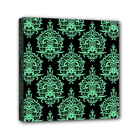 Black And Neon Ornament Damask Vintage Mini Canvas 6  X 6  (stretched) by ConteMonfrey