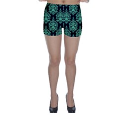 Black And Neon Ornament Damask Vintage Skinny Shorts by ConteMonfrey