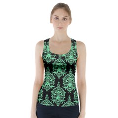 Black And Neon Ornament Damask Vintage Racer Back Sports Top by ConteMonfrey