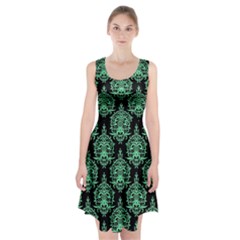 Black And Neon Ornament Damask Vintage Racerback Midi Dress by ConteMonfrey