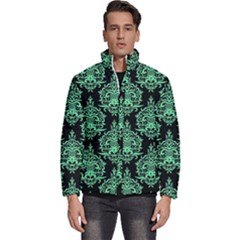 Black And Neon Ornament Damask Vintage Men s Puffer Bubble Jacket Coat by ConteMonfrey