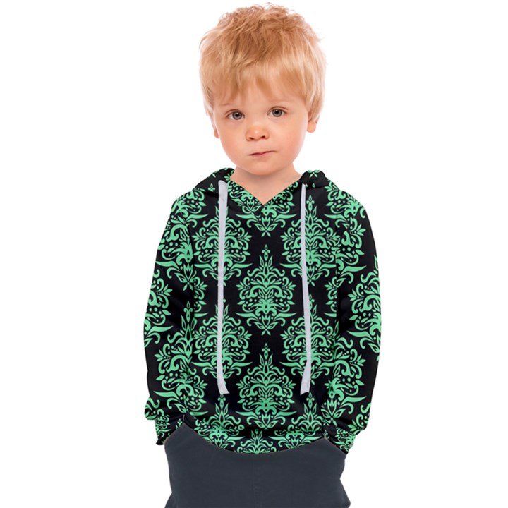 Black And Neon Ornament Damask Vintage Kids  Overhead Hoodie