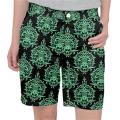 Black And Neon Ornament Damask Vintage Pocket Shorts by ConteMonfrey