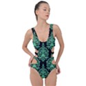 Black And Neon Ornament Damask Vintage Side Cut Out Swimsuit View1