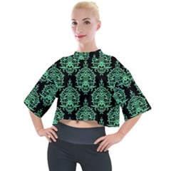 Black And Neon Ornament Damask Vintage Mock Neck Tee by ConteMonfrey