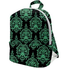 Black And Neon Ornament Damask Vintage Zip Up Backpack by ConteMonfrey