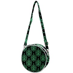 Black And Neon Ornament Damask Vintage Crossbody Circle Bag by ConteMonfrey