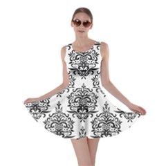 Black And White Ornament Damask Vintage Skater Dress by ConteMonfrey