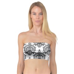 Black And White Ornament Damask Vintage Bandeau Top by ConteMonfrey