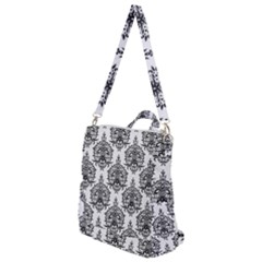 Black And White Ornament Damask Vintage Crossbody Backpack by ConteMonfrey