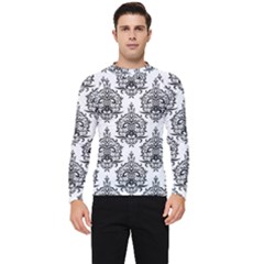 Black And White Ornament Damask Vintage Men s Long Sleeve Rash Guard by ConteMonfrey