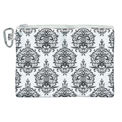 Black And White Ornament Damask Vintage Canvas Cosmetic Bag (xl) by ConteMonfrey