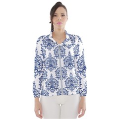 Blue And White Ornament Damask Vintage Women s Windbreaker by ConteMonfrey