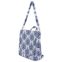 Blue And White Ornament Damask Vintage Crossbody Backpack by ConteMonfrey