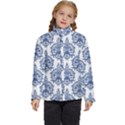 Blue And White Ornament Damask Vintage Kids  Puffer Bubble Jacket Coat View1