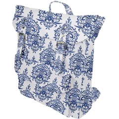 Blue And White Ornament Damask Vintage Buckle Up Backpack by ConteMonfrey