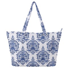 Blue And White Ornament Damask Vintage Full Print Shoulder Bag by ConteMonfrey