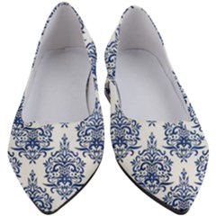 Blue And White Ornament Damask Vintage Women s Block Heels  by ConteMonfrey