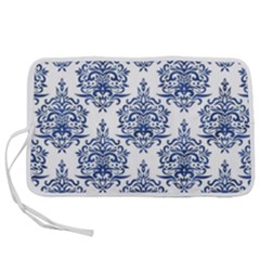 Blue And White Ornament Damask Vintage Pen Storage Case (l) by ConteMonfrey