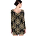 Black And Cream Ornament Damask Vintage Long Sleeve Velvet Bodycon Dress View2