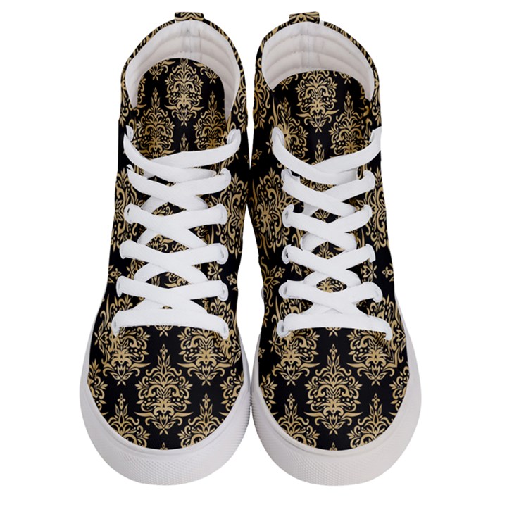 Black And Cream Ornament Damask Vintage Men s Hi-Top Skate Sneakers