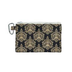 Black And Cream Ornament Damask Vintage Canvas Cosmetic Bag (small) by ConteMonfrey