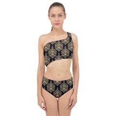 Black And Cream Ornament Damask Vintage Spliced Up Two Piece Swimsuit by ConteMonfrey