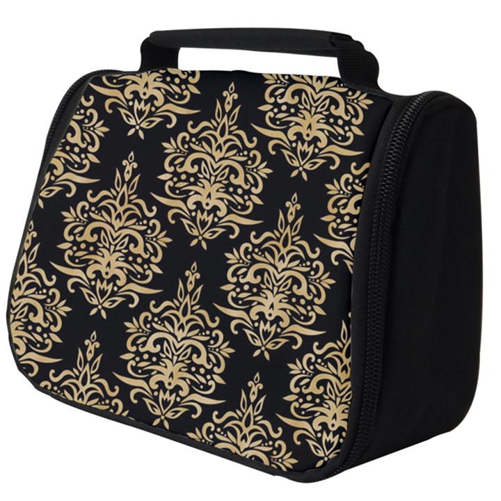 Black And Cream Ornament Damask Vintage Full Print Travel Pouch (Big)