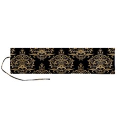 Black And Cream Ornament Damask Vintage Roll Up Canvas Pencil Holder (l) by ConteMonfrey