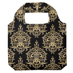 Black And Cream Ornament Damask Vintage Premium Foldable Grocery Recycle Bag by ConteMonfrey