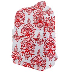 White And Red Ornament Damask Vintage Classic Backpack by ConteMonfrey