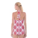 White And Red Ornament Damask Vintage Boyleg Halter Swimsuit  View2