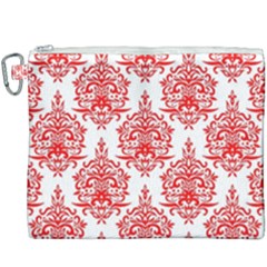 White And Red Ornament Damask Vintage Canvas Cosmetic Bag (xxxl) by ConteMonfrey