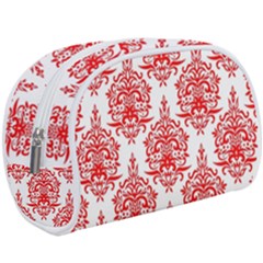 White And Red Ornament Damask Vintage Make Up Case (large) by ConteMonfrey