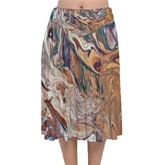 Abstract Ammonite I Velvet Flared Midi Skirt by kaleidomarblingart