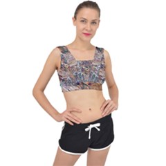 Abstract Ammonite I V-back Sports Bra by kaleidomarblingart