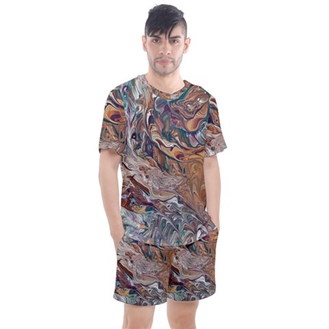 Abstract Ammonite I Men s Mesh Tee And Shorts Set by kaleidomarblingart