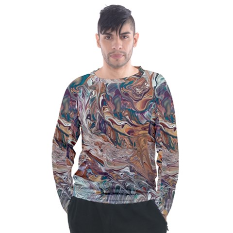 Abstract Ammonite I Men s Long Sleeve Raglan Tee by kaleidomarblingart