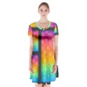 Background Colorful Abstract Short Sleeve V-neck Flare Dress View1