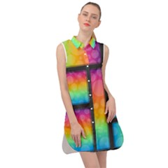 Background Colorful Abstract Sleeveless Shirt Dress by Wegoenart