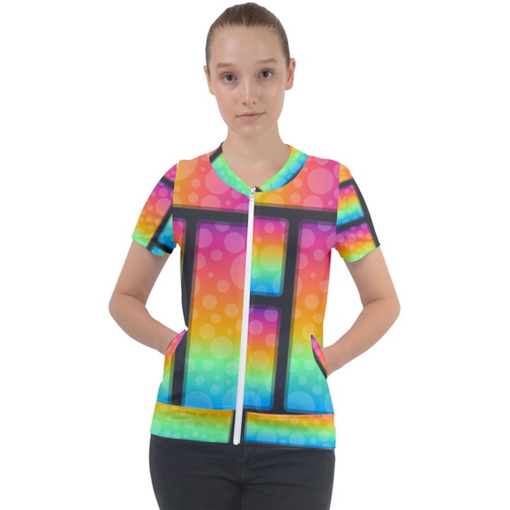 Background Colorful Abstract Short Sleeve Zip Up Jacket