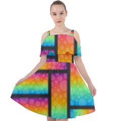 Background Colorful Abstract Cut Out Shoulders Chiffon Dress by Wegoenart