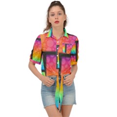 Background Colorful Abstract Tie Front Shirt  by Wegoenart