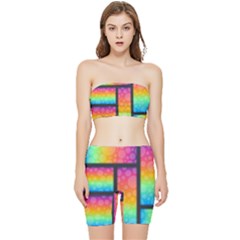 Background Colorful Abstract Stretch Shorts And Tube Top Set by Wegoenart