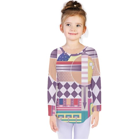 Abstract Shapes Colors Gradient Kids  Long Sleeve Tee by Wegoenart