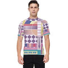 Abstract Shapes Colors Gradient Men s Short Sleeve Rash Guard by Wegoenart