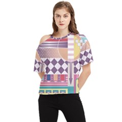 Abstract Shapes Colors Gradient One Shoulder Cut Out Tee by Wegoenart