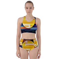 Background Abstract Horizon Racer Back Bikini Set by Wegoenart