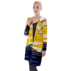 Background Abstract Horizon Hooded Pocket Cardigan by Wegoenart